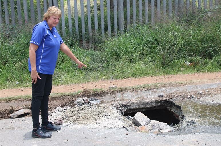 Traffic diverted after a pothole expanded into a dangerous sinkhole.