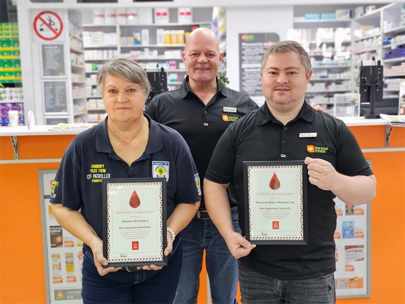 Primrose CPF Sector 2 and Local Choice Pharmacy Lily were celebrated at the SANBS Annual Site Conduct Function for their contributions to blood donation campaigns in Homestead.