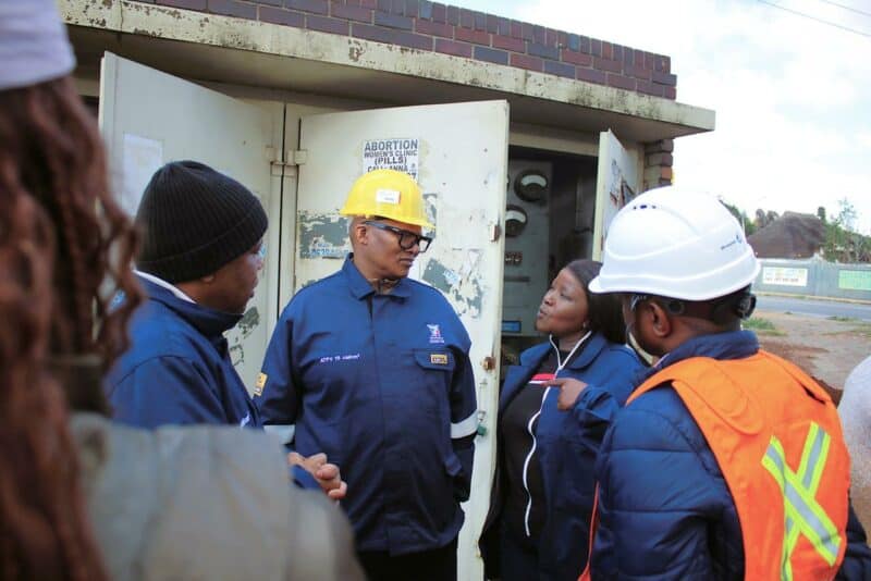 City officials visited affected Germiston areas as technical teams worked to restore electricity following an outage worsened by persistent rainfall.
