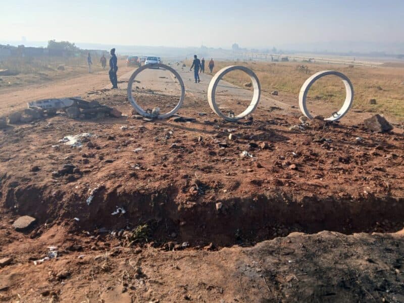 Road near Tsietsie Section in Katlehong has been closed due to ongoing protest action.