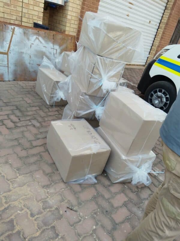 Police confiscated counterfeit clothing, cellphone accessories, consumables and illicit pharmaceutical products during a targeted operation in Germiston.