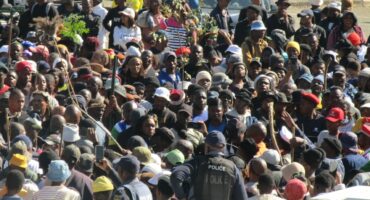 Scores of protestors gathered outside the Germiston council chambers following illegal immigration related marches that took place across the Germiston area today. The protest ended soon after memorandum was handed over with the crowds dispensing to different directions.
