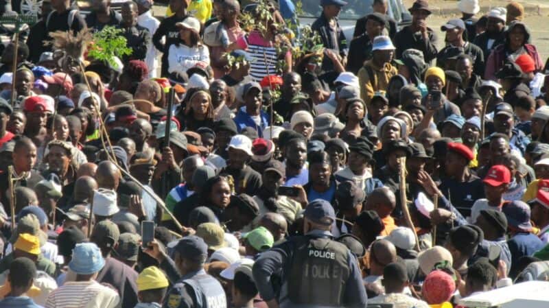 Scores of protestors gathered outside the Germiston council chambers following illegal immigration related marches that took place across the Germiston area today. The protest ended soon after memorandum was handed over with the crowds dispensing to different directions.