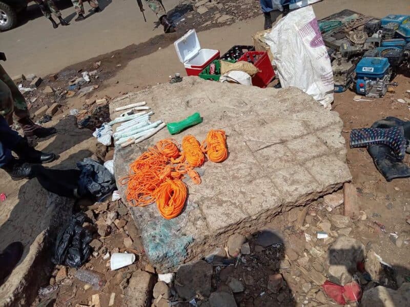 The suspects face charges including illegal mining, possession of illegal mining equipment, possession of explosives and contravention of the Immigration Act.