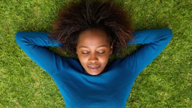 Portrait,From,Above,Of,A,Young,African,Woman,Lying,On