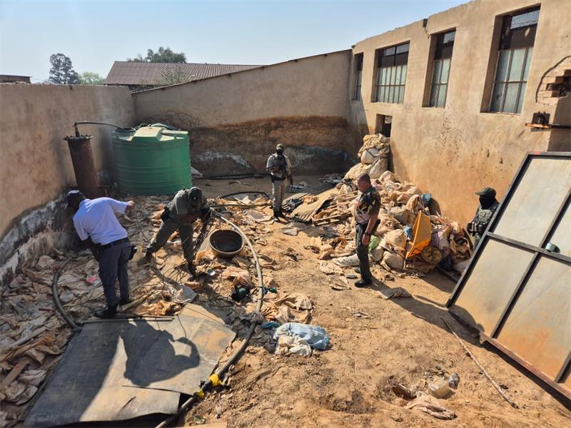 A joint sting operation by Blue Hawk Tactical and Springs SAPS put a stop to illegal mining in the area, leading to one arrest and the seizure of equipment.