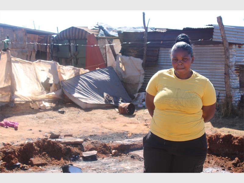 A 32-year-old mother from Daggafontein seeks community support after her home burned down destroying essential items including her children's school uniform and birth certificates.