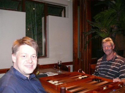 Backgammon buds... Regulars enjoying the social game.