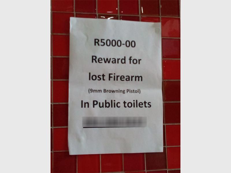 Gun lost after being left in Rivonia public toilet Sandton Chronicle