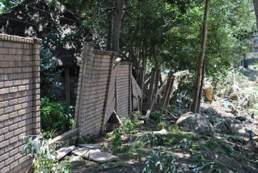 The retaining wall that was washed away.