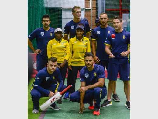 The Proteas team that played against the KFC Mini-Cricket Kids.