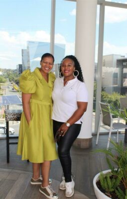 Onalenna Vilakazi and Sharlotte Sithole mingle at the event.