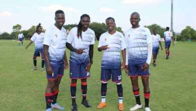 Thabiso Phakedi, Dickens Murumba, Mushe Mokoena, and Sipho Monyai before their game.