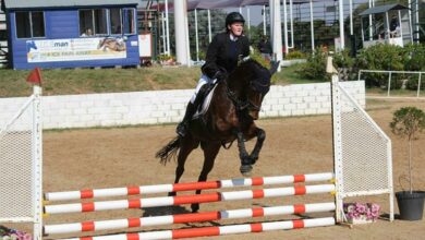 Alannis Waite does the show jumping accumulator.