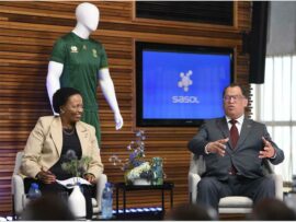 Charlotte Mokoena and Safa president Dr Danny Jordaan
