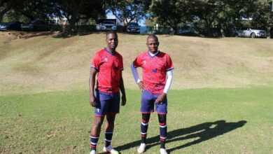 Thabiso Phakedi and Sipho Monyai before their game against Transition FC.