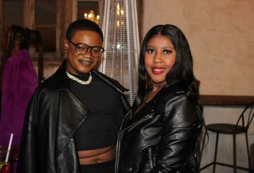 Romley T and Gosego Hlahla arrive at the event. Photo: Duduzile Khumalo