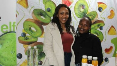 Bontle Tshole and Clara Matsato set up the stall for the festival. Photo: Duduzile Khumalo