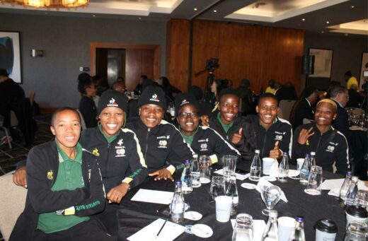 Banyana Banyana players at the South Africa women's national soccer team breakfast send-off at Radisson Blu Hotel Sandton. Photo: Duduzile Khumalo