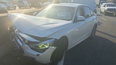 The recovered BMW car which was used as the getaway car.