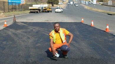 JRA worker Aaron Phanduli shows how far the work is done. Photo: Asemahle Cwayela