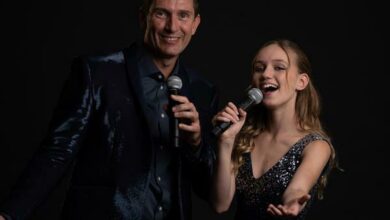 Father and daughter duet sensation, Adrian and Emma-Jean Galliard prepare to perform again at the Redhill Arts Festival with their new show, Striking a Chord.