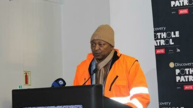 MMC of Transport Kenny Kunene addresses the audience at the Discovery Pothole Patrol event.