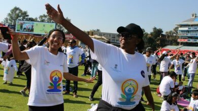 Tali Hayman and Luleka Dangisa dance together. Photo: Duduzile Khumalo