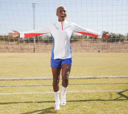 Nomvula Kgoale prepares for her Puma photoshoot.