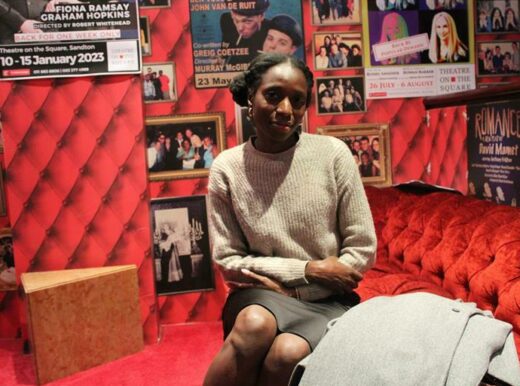 A warmly dressed Gigi Saleh came out to watch a family friend performing in Seeing Other People,