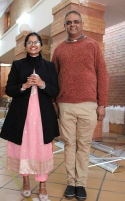 Talented singer Sanjana Ahuja with Sanjay N. Nagar at the event. Photo by: Lebogang Tlou