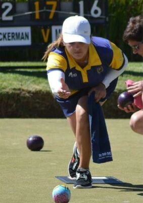 Emma Murphy plays lawn bowls.