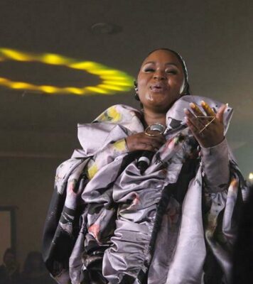 Xolly Mncwango, a South African contemporary gospel musician performs at the live recording. Photo: Duduzile Khumalo