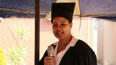 Jeanette Moitsiwa speaks at the ceremony. Photo: Duduzile Khumalo