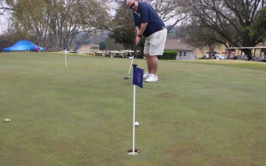 Bryanston Primary School principal Morné Marx is on the putting green. Photo: Lebogang Tlou