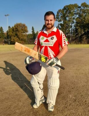 Neal van Heerden is padded up for HardlyAthleticCC in the Last Man Standing league game.