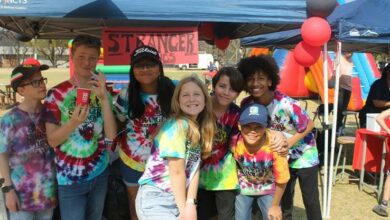 The Stranger Things-themed stall brought all the mystery and intrigue to Tickey Day: From left - Samuel Withers, Jack Hatfield, Gabriella Iyakannoo, Romy Samuel, Viggo Chelius, Lance Roman, and Luke Kowlessar flourished as young entrepreneurs.