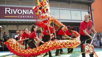 Chung Wah Dragon and Lion Dance Troupe perform at the festival.