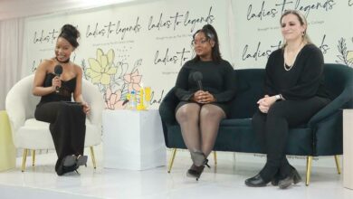 Lyndle Williams, Zanele Sibiya and Pat Scalone grace the Ladies to Legends stage to engage, share and empower the female student body.