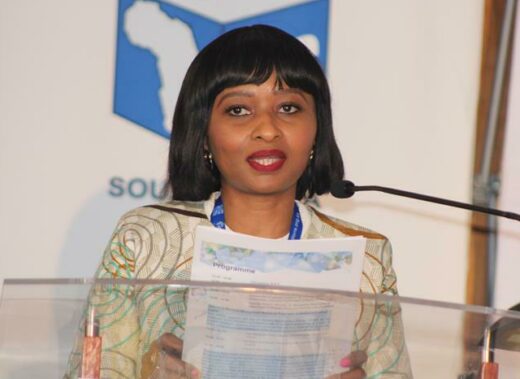 Moagisi Sibanda, the programme director opens the Women's Dialogue event. Photo: Duduzile Khumalo