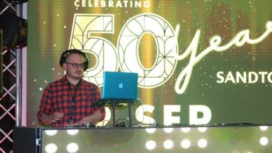 DJ Soosh plays at the festival centre. Photo: Duduzile Khumalo