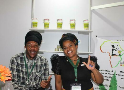 Sthokozo Skosana and Moleboleng Semela promote their cannabis products. Photo: Duduzile Khumalo