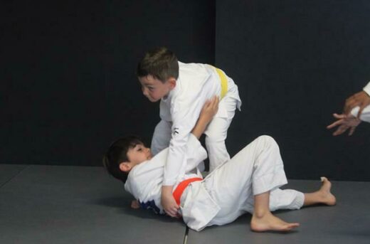Tiago Dos Santos takes down Levi Greek during the training session for younger Judoka at the practice session on September 6. Photos: Lebogang Tlou