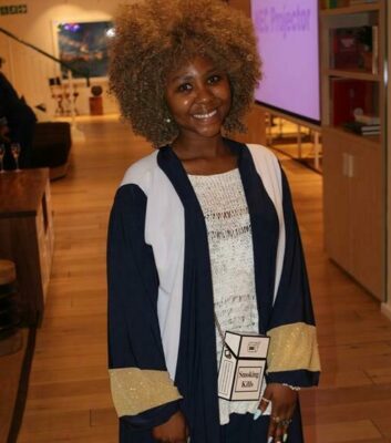 Mel Madiba made a powerful statement in her compilation outfit she wore to the Fashion Week Studio event in Sandown. Photo: Lebogang Tlou