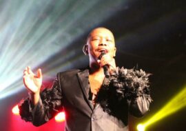 Singer and songwriter Langa Mavuso sings a new song on the Mbira stage. Photo: Asanda Matlhare