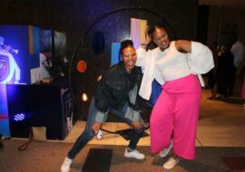 Lethabo Kgotse and Reneilwe Masuluke have fun at the Joy of Jazz. Photo: Asanda Matlhare