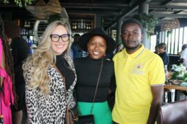 Odetle Leibner, Lulu Banze-Kelembe and Lawient Nyondoh after the awards ceremony. Photo: Duduzile Khumalo