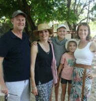 Bruce Thornton, Christie Thornton, Jess Osborne, Harriette Pithey and Mhairi Pithey enjoy their day of relaxation at the market.