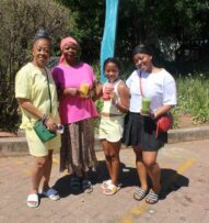 Lungi Mfeka, Ntombi Mnini, Zowie Mfeka and Nokwanda Mfeka spend quality time together at the Spring market in Parkmore.
