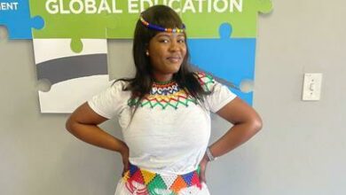Bavumile Khumalo looks beautiful in her IsiZulu attire.